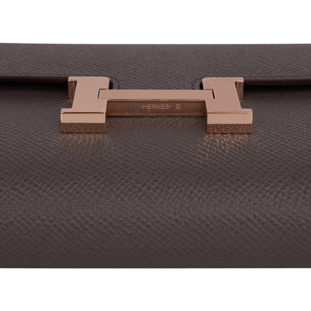 Constance Long To Go Wallet Etain Rose Gold Hardware Epsom New w/ Box