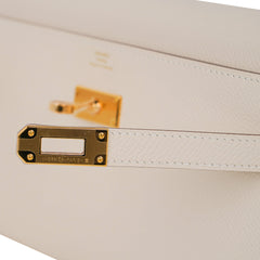 Kelly Classique To Go Wallet Craie Epsom Gold Hardware New w/Box