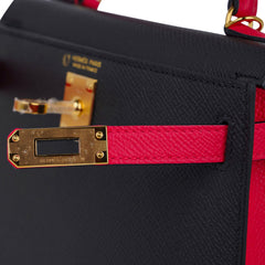 Kelly 20 Sellier Mini HSS Bag Black / Rose Extreme Epsom Gold Hardware