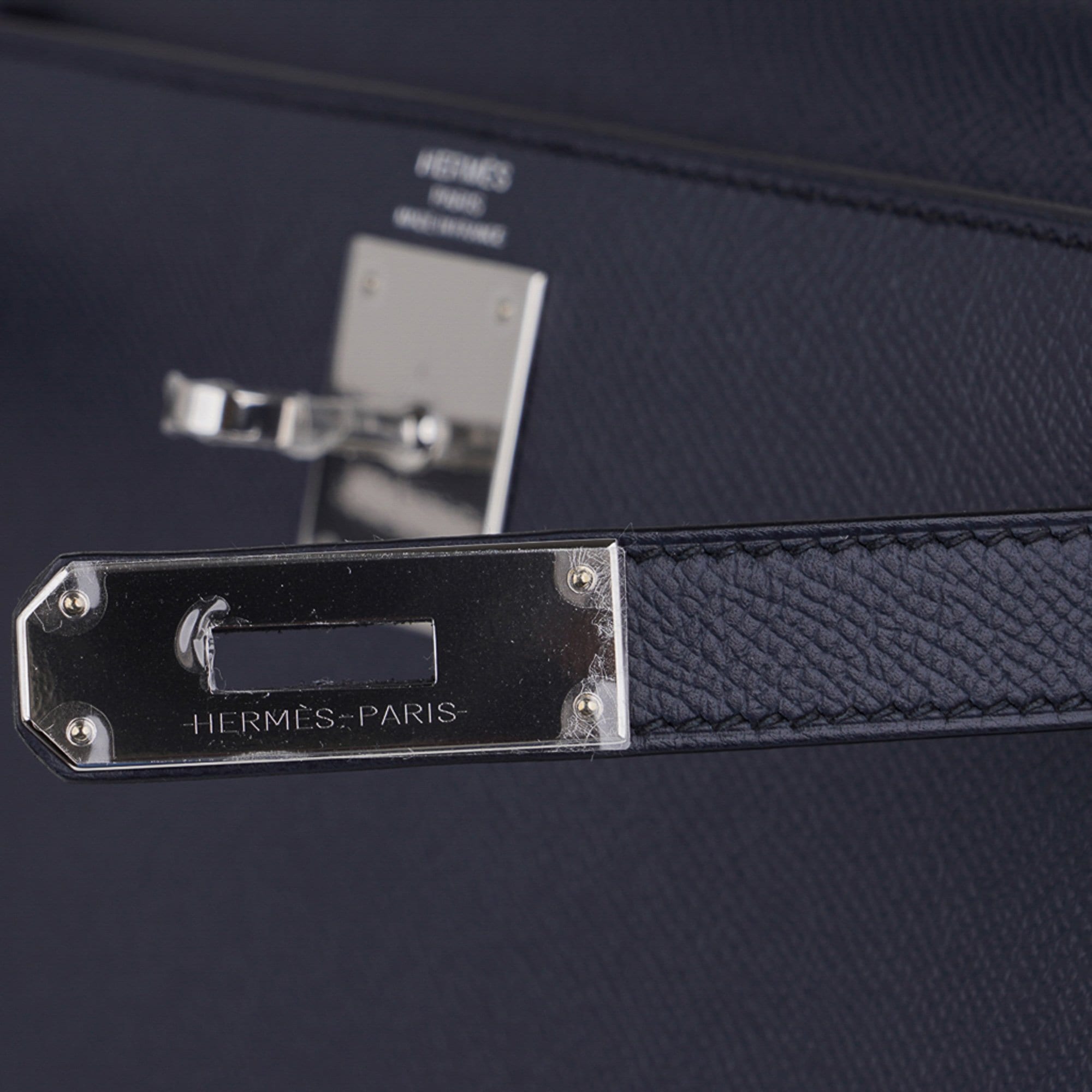 Kelly 28 Bag Blue Indigo Sellier Epsom Palladium Hardware New/Box