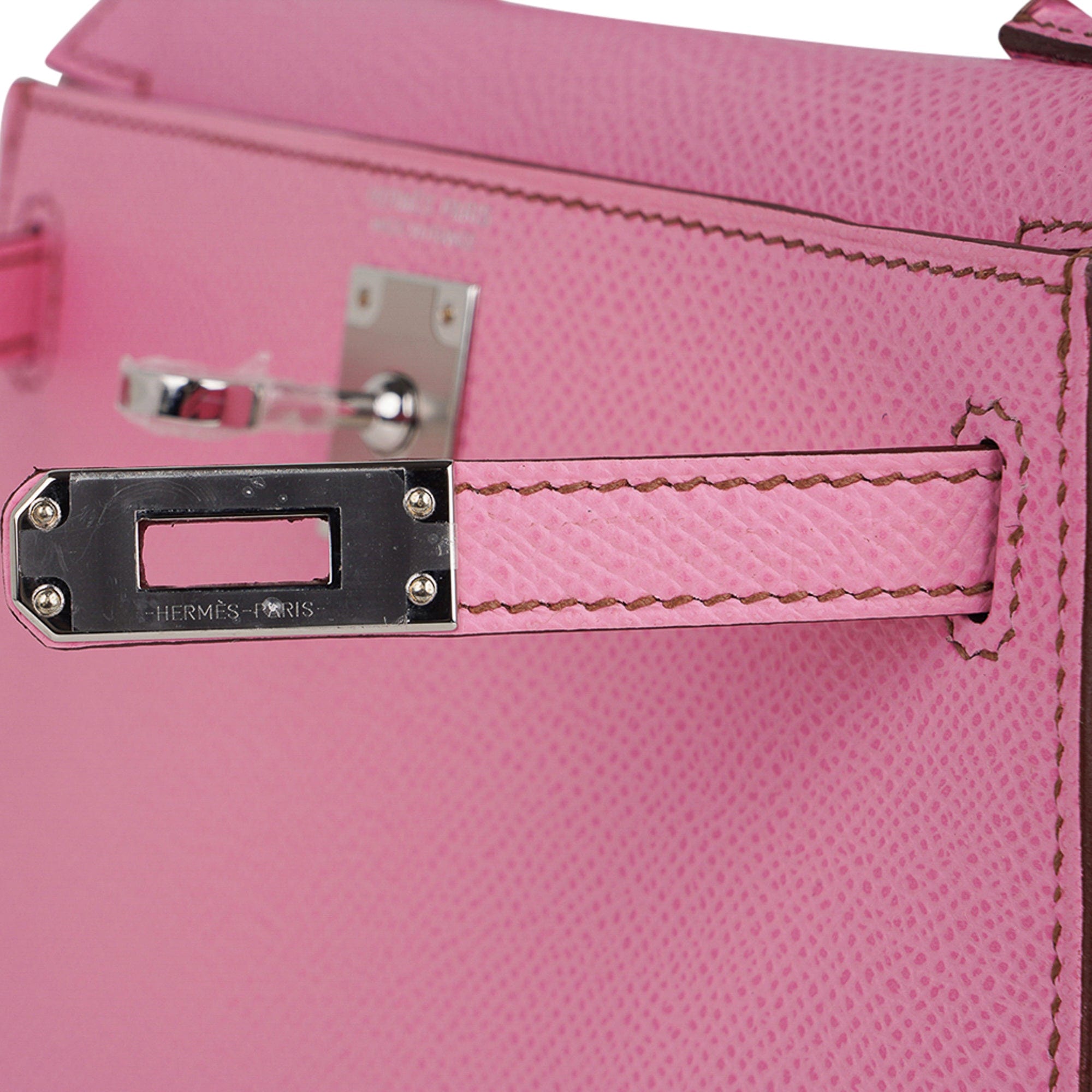 Mini Kelly 20 Sellier Bag in 5P Pink Bubblegum Epsom Leather with Palladium Hardware