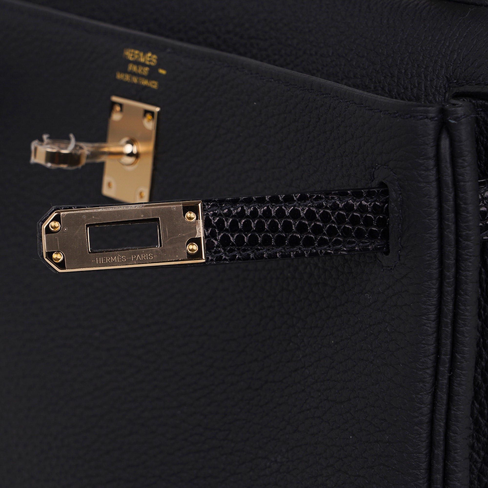 Kelly Touch 25 Retourne Bag Black Lizard / Togo Permabrass Hardware