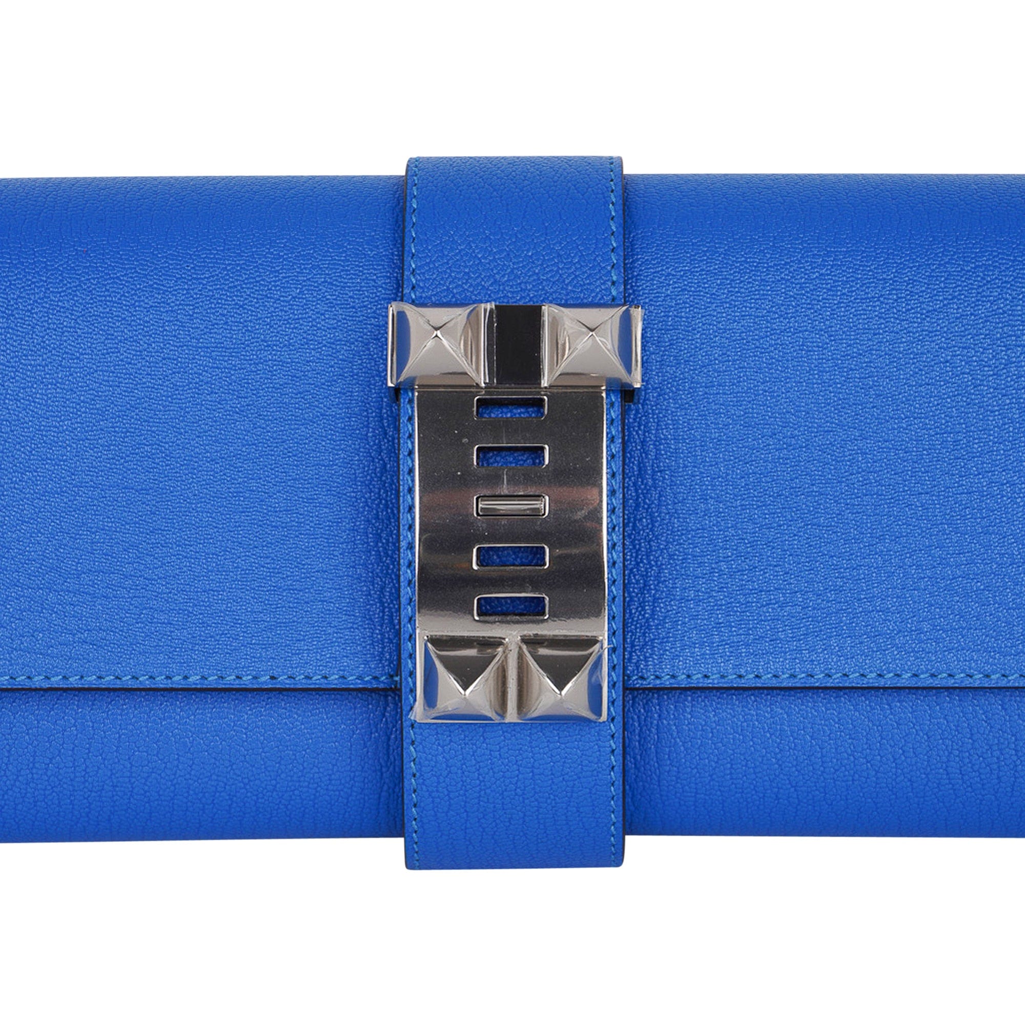 Medor Clutch Bag Blue Hydra Palladium Hardware New