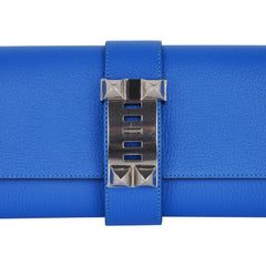 Medor Clutch Bag Blue Hydra Palladium Hardware New