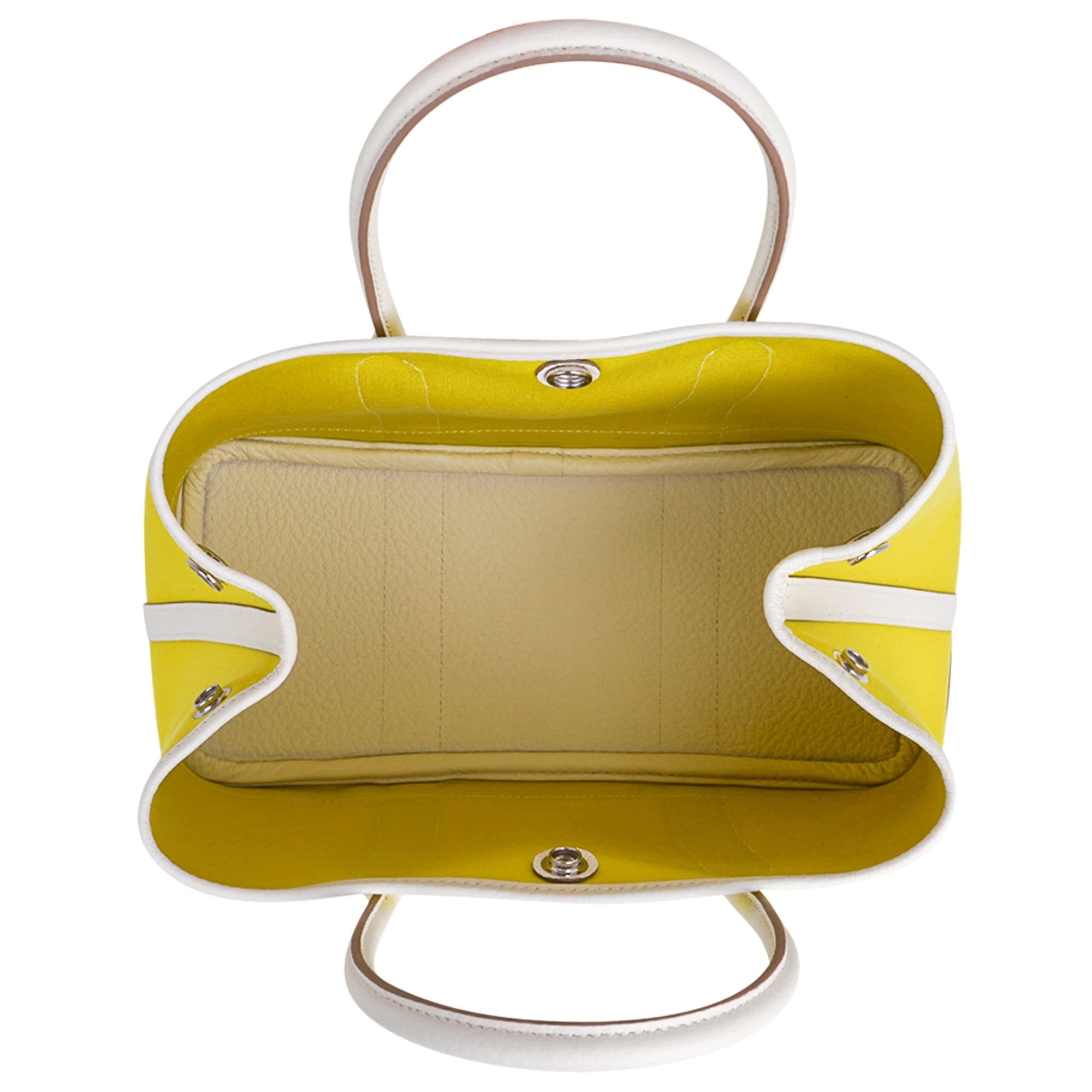 Garden Party 30 Bag Lime Toile Officier / Blanc Vache Country Leather