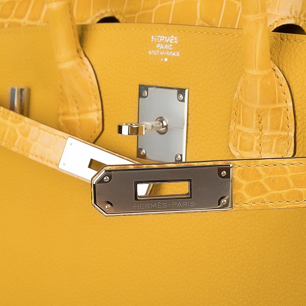 Birkin Touch 30 Bag Jaune Ambre  Crocodile / Togo Limited Edition