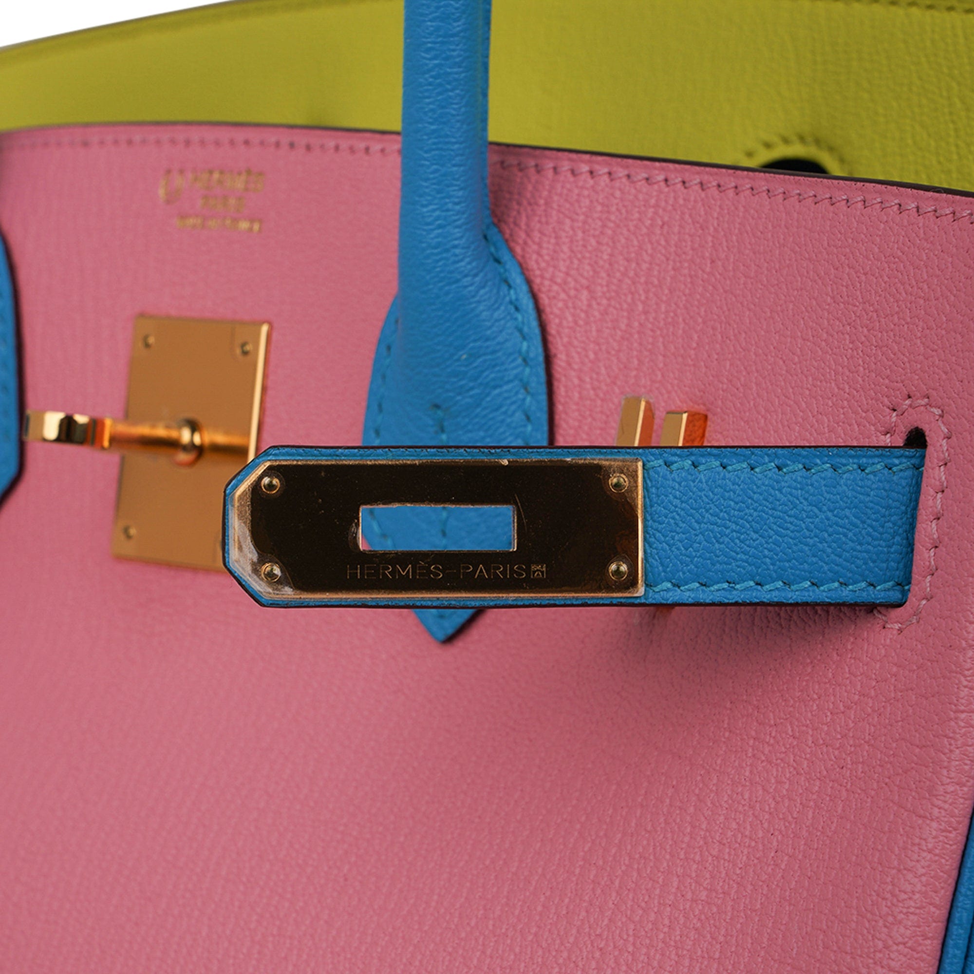 Birkin HSS 30 Bag Tri-Color Rose Confetti Bue Aztec Soufre Chevre