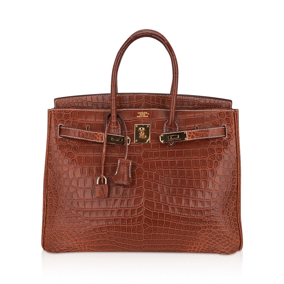 Birkin 35 Bag Matte Fauve Porosus Crocodile with Gold Hardware