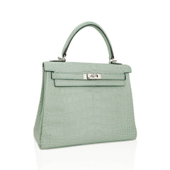 Kelly 25 Retourne Bag Vert d’Eau Matte Alligator with Palladium Hardware