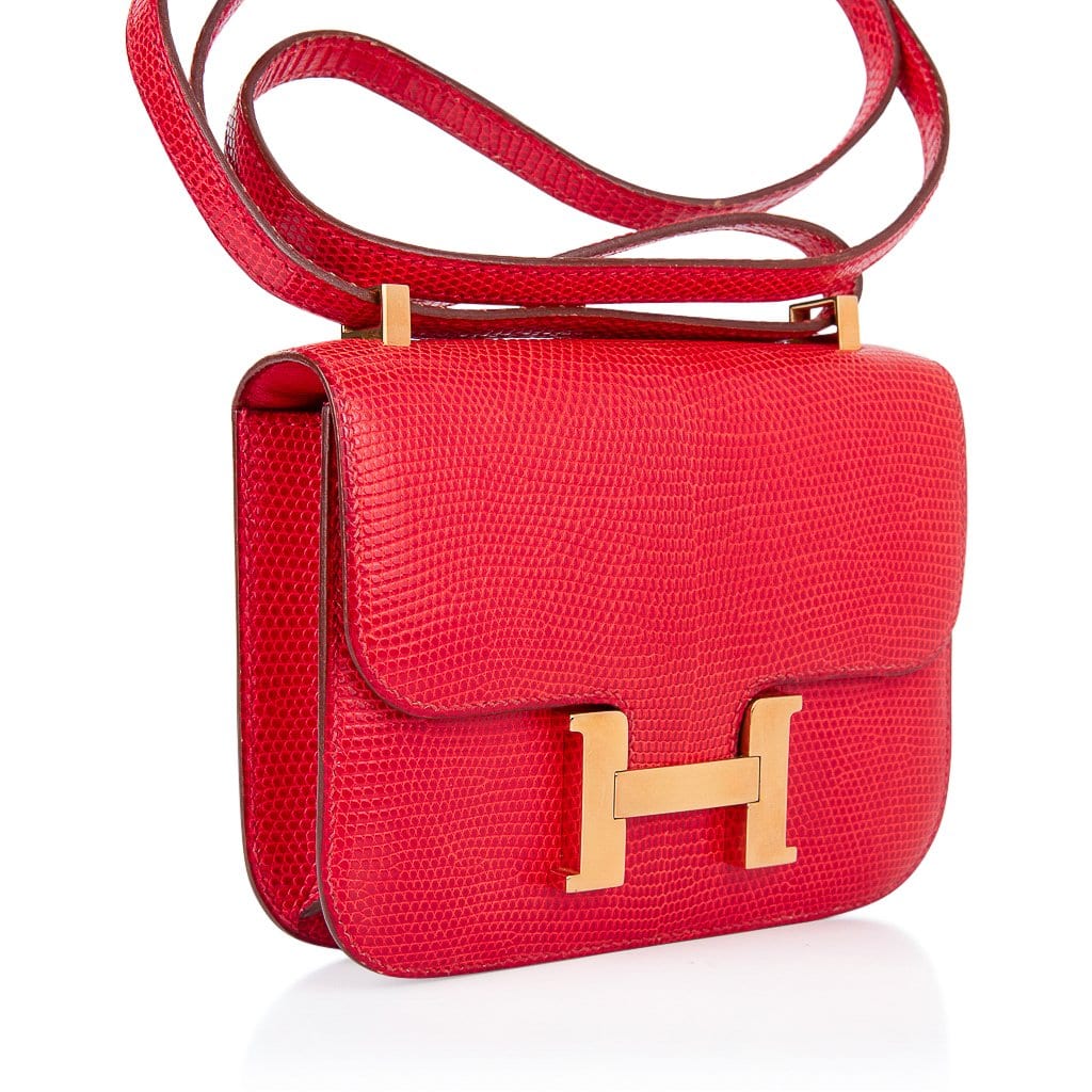 Vintage Limited Edition Micro Constance Bag Rouge Lizard with Gold Hardware