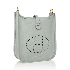 Mini Evelyne TPM Bag Gris Neve Clemence Leather with Gold Hardware
