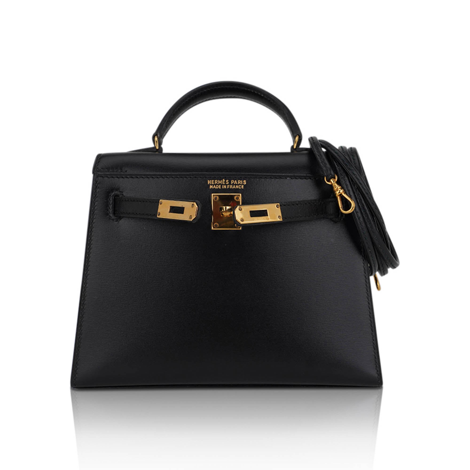 Vintage Kelly 15 Micro Sellier Bag Black Box Leather with Gold Hardware