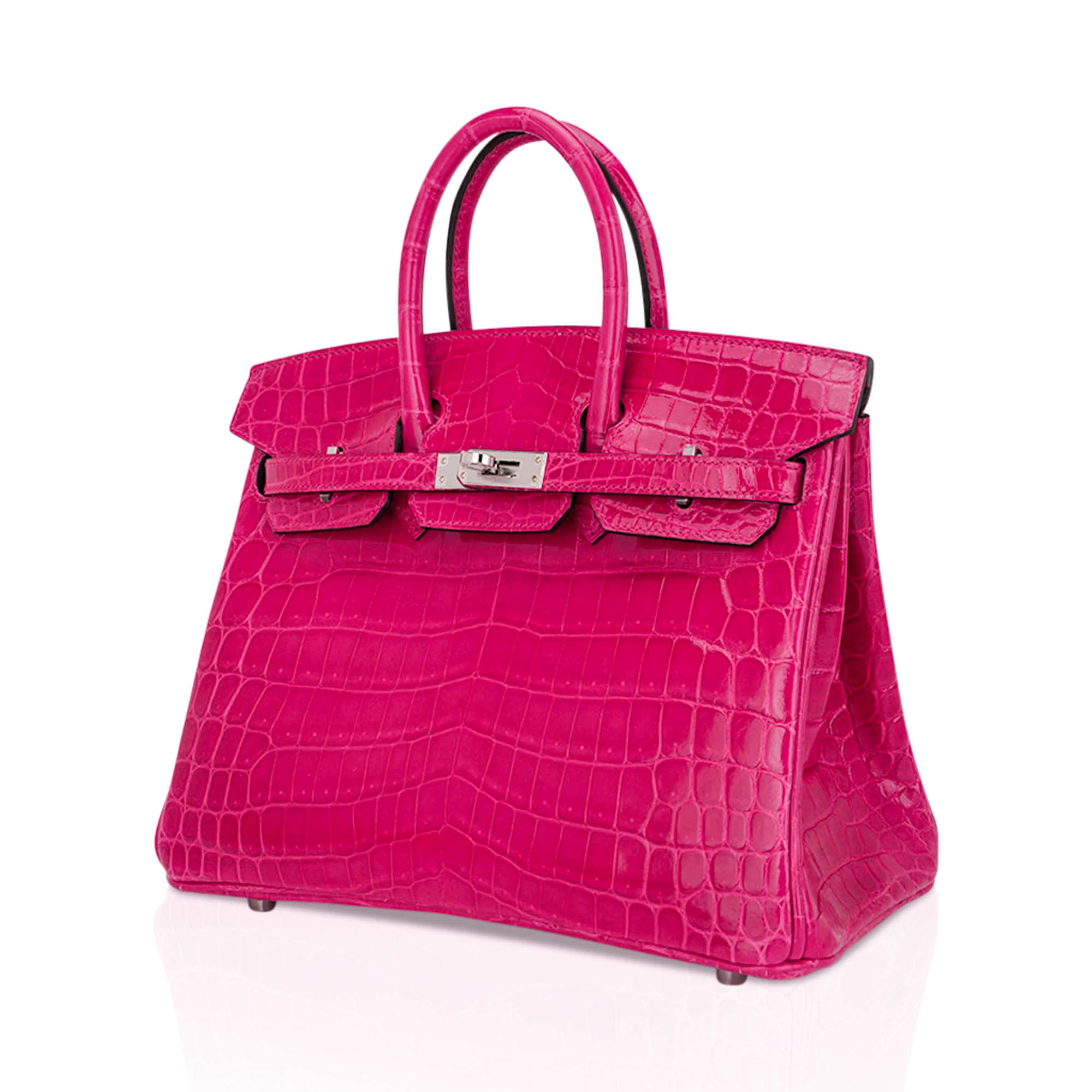 Birkin 25 Bag Rose Mexico Crocodile with Palladium Hardware