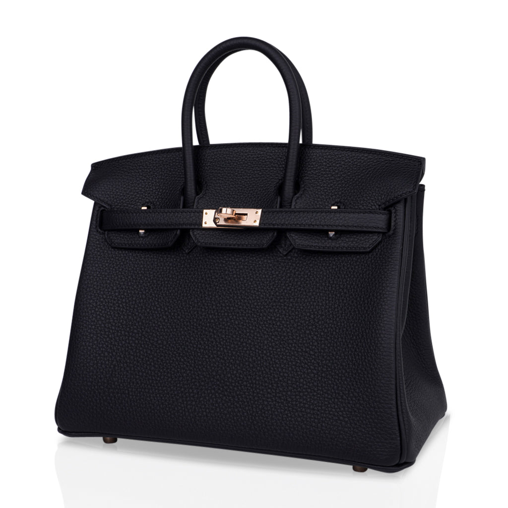 Birkin 25 Bag Black Togo Leather with Rose Gold Hardware