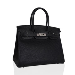 Birkin HSS 30 Bag Black (Noir ) Ostrich Palladium Hardware