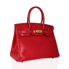 Birkin 30 Bag Rouge Exotique Lizard Limited Edition Gold Hardware Rare