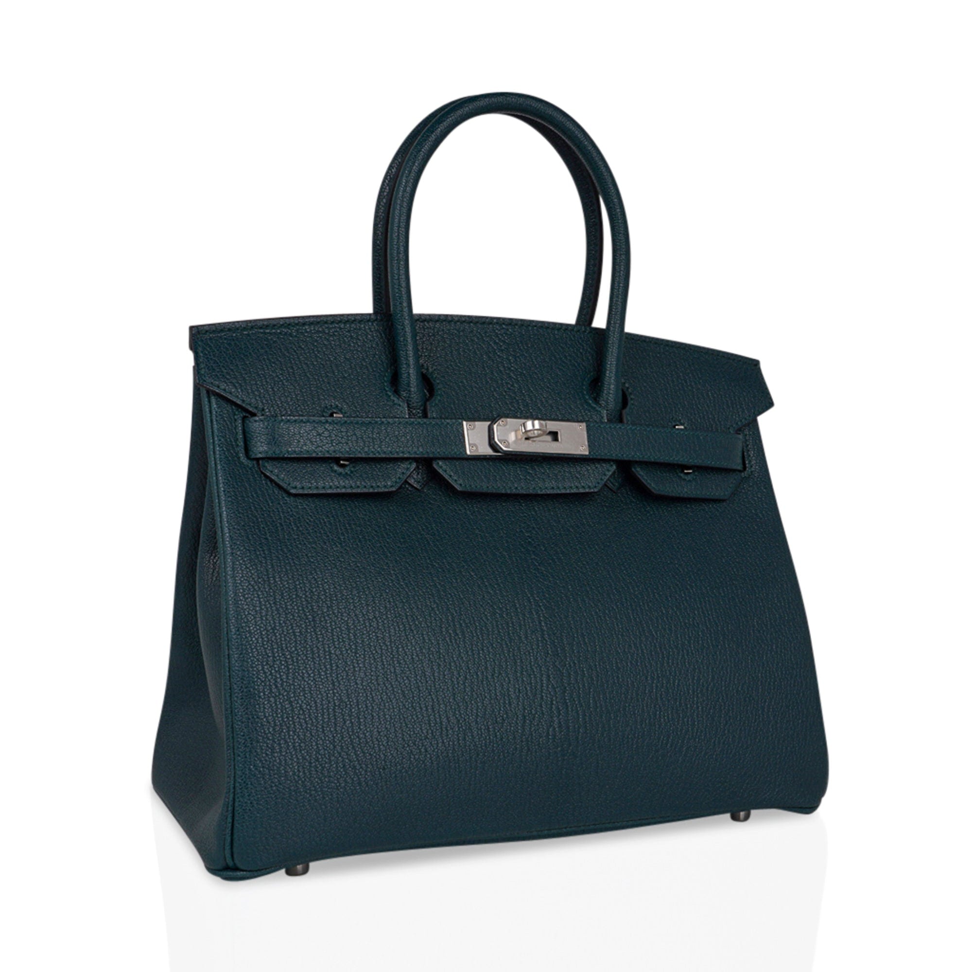 Birkin 30 Bag Vert Cypress Chevre de Coromandel with Palladium Hardware