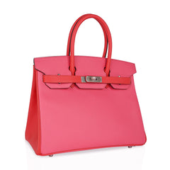 Special Order HSS Birkin 30 Bag Rose Azalee & Rose Jaipur Epsom with Brushed Palladium Hardware