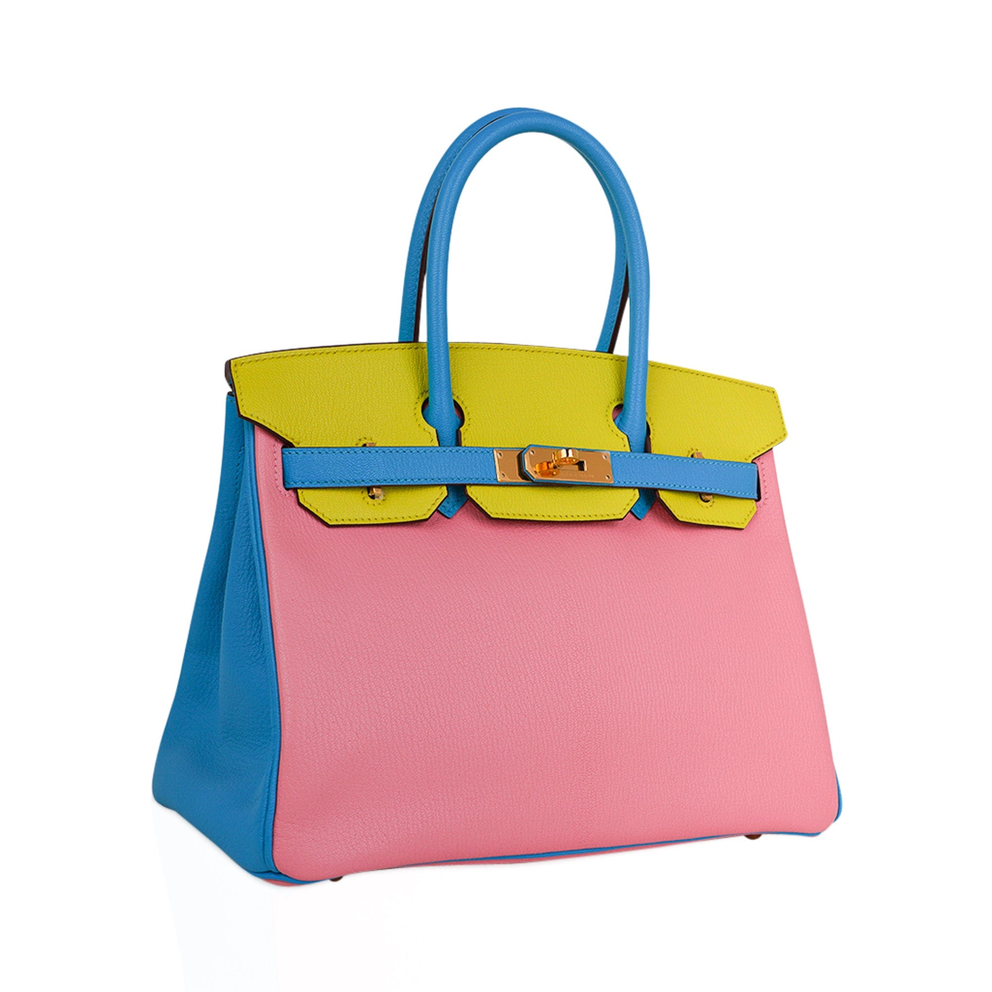 Birkin HSS 30 Bag Tri-Color Rose Confetti Bue Aztec Soufre Chevre