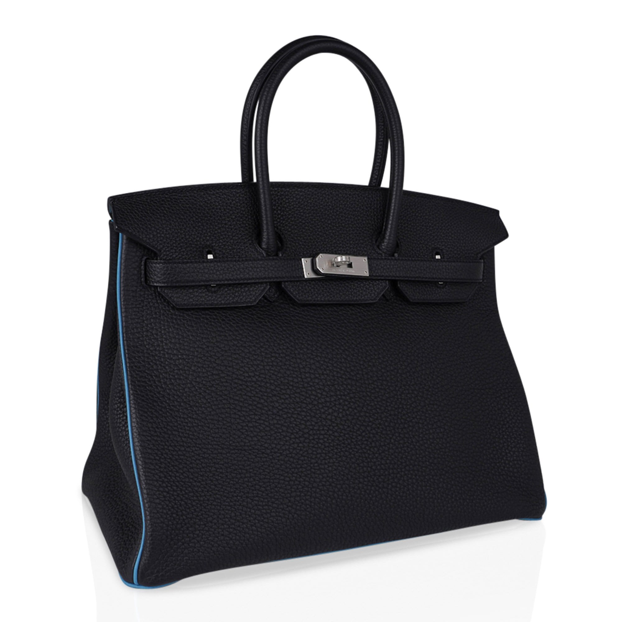 Special Order HSS Birkin 35 Bag Black Turquoise Togo Leather with Brushed Palladium Hardware