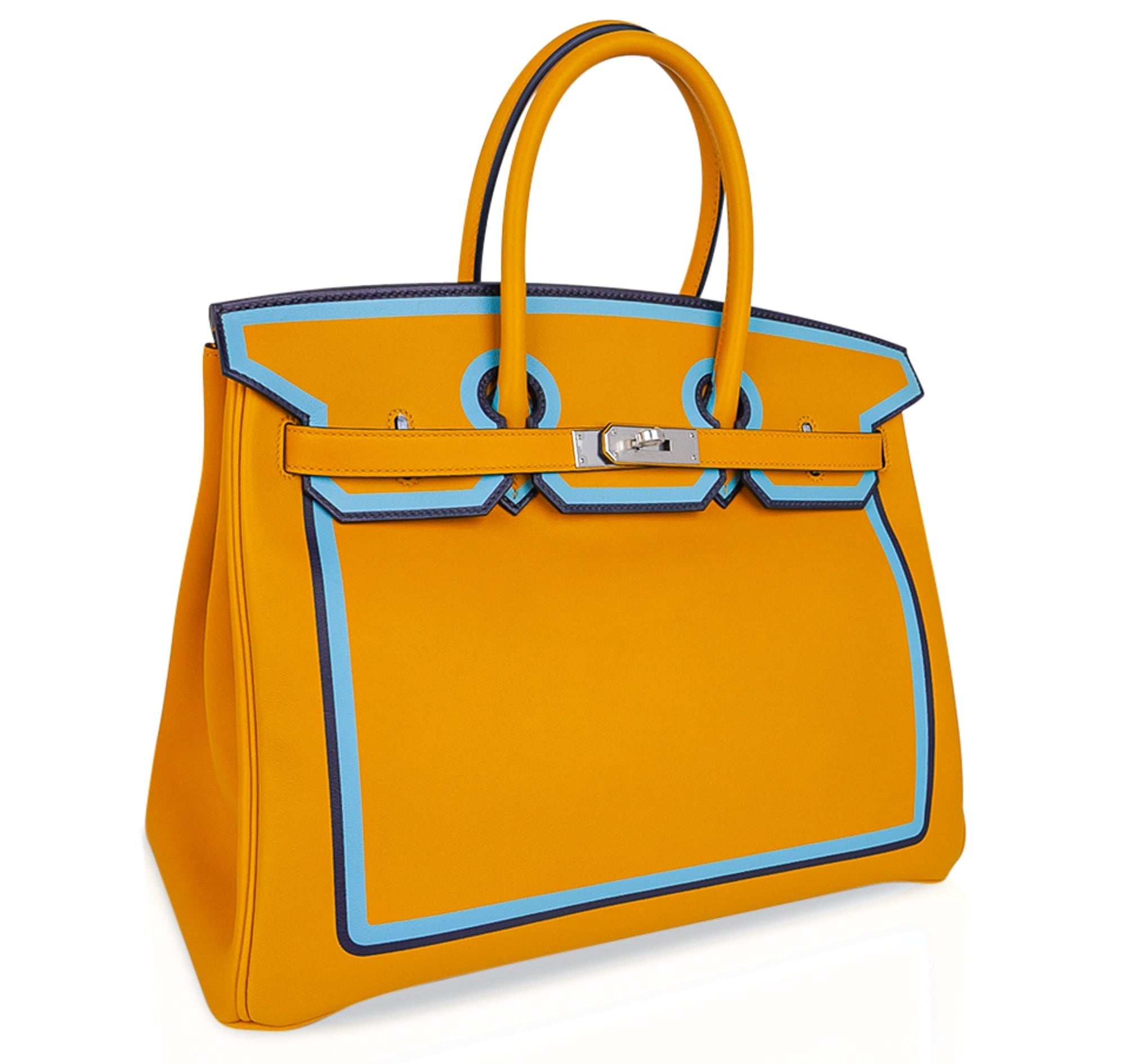Birkin 35 Bag Jaune Ambre Blue Indigo Blue Celeste Limited Edition New