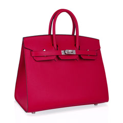 Birkin 25 Sellier Bag Framboise Veau Madame Leather with Palladium Hardware