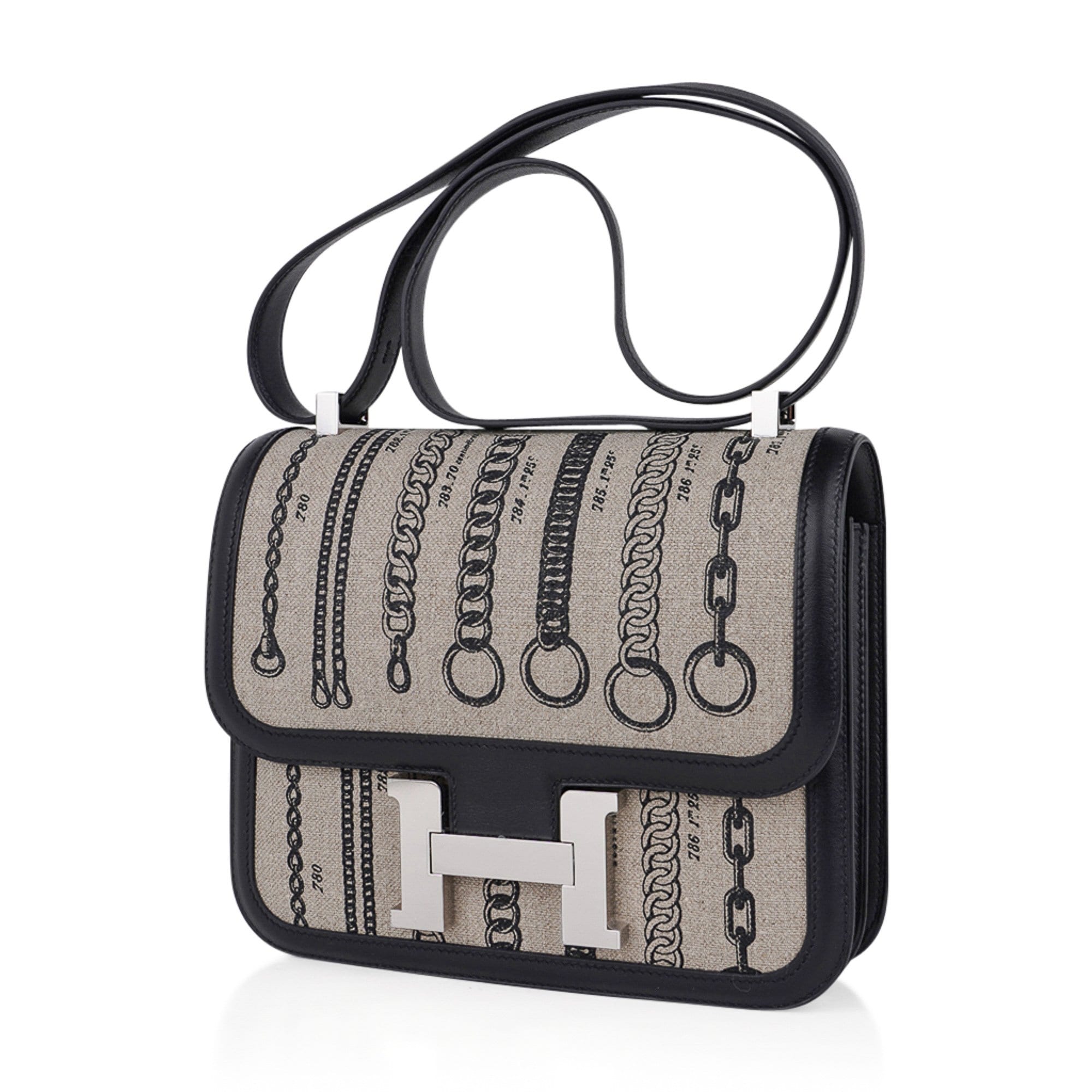 Constance 24 Bag De Camp Dechainee Toile and Black Swift Leather