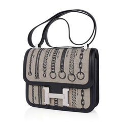 Constance 24 Bag De Camp Dechainee Toile and Black Swift Leather