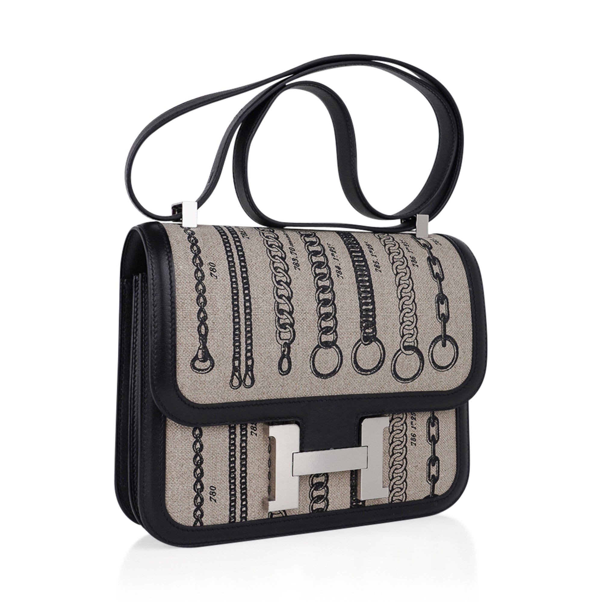 Constance 24 Bag De Camp Dechainee Toile and Black Swift Leather
