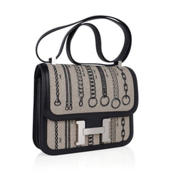 Constance 24 Bag De Camp Dechainee Toile and Black Swift Leather