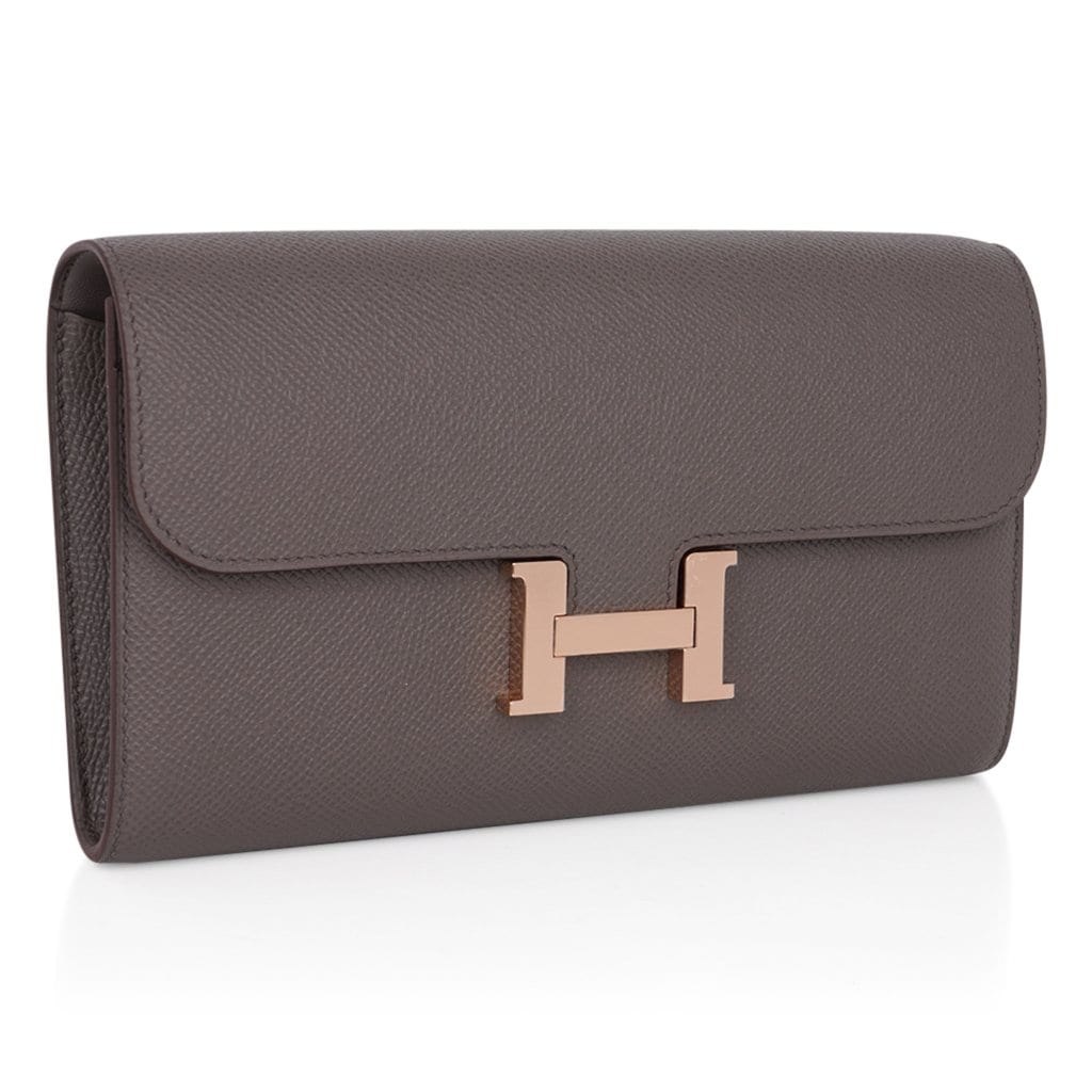 Constance Long To Go Wallet Etain Rose Gold Hardware Epsom New w/ Box