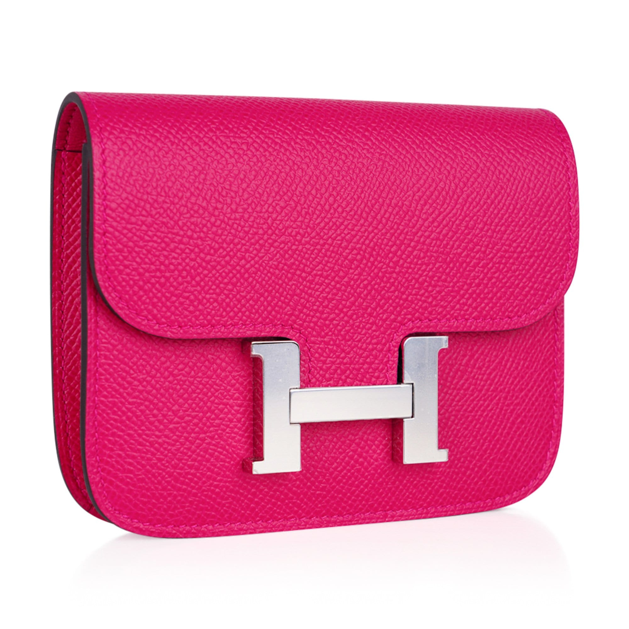 Constance Slim Wallet Waist Belt Bag Rose Mexico Epsom Palladium New/Box