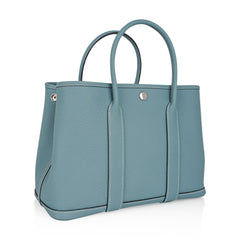 Bag Garden Party 30 Bag Ciel / Vache Country Leather Palladium New w/Box