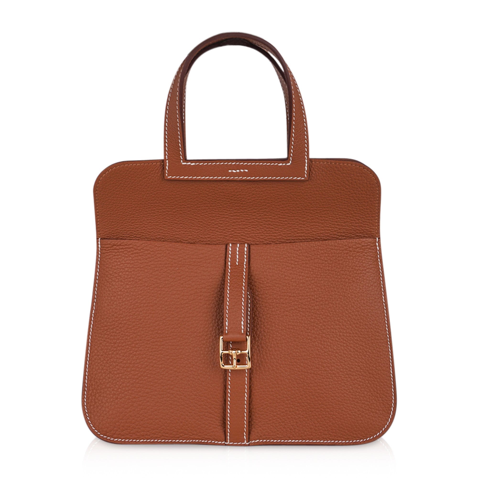 Halzan 25 Bag Gold w/ Gold Hardware Clemence Leather New w/Box