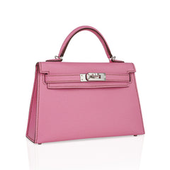 Mini Kelly 20 Sellier Bag in 5P Pink Bubblegum Epsom Leather with Palladium Hardware