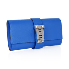 Medor Clutch Bag Blue Hydra Palladium Hardware New