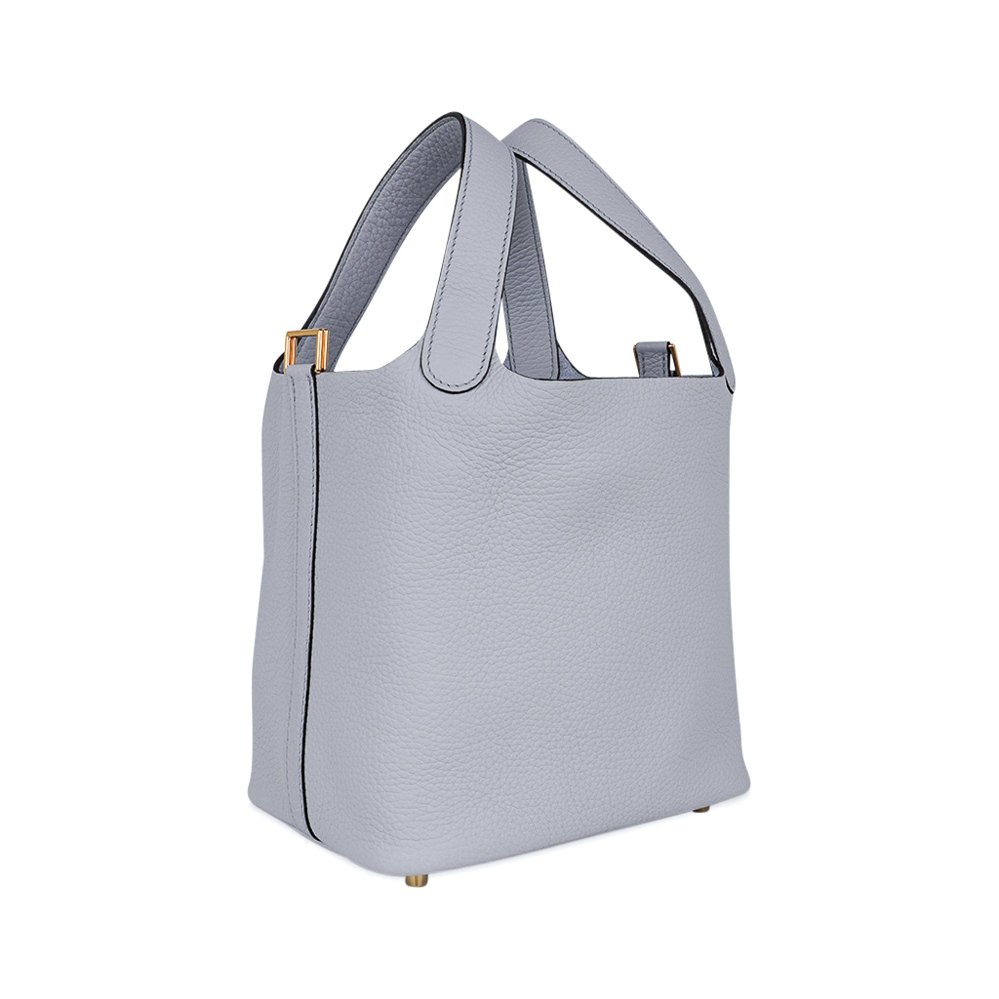 Picotin Lock 18 Bag Blue Pale Tote Gold Hardware