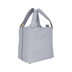 Picotin Lock 18 Bag Blue Pale Tote Gold Hardware