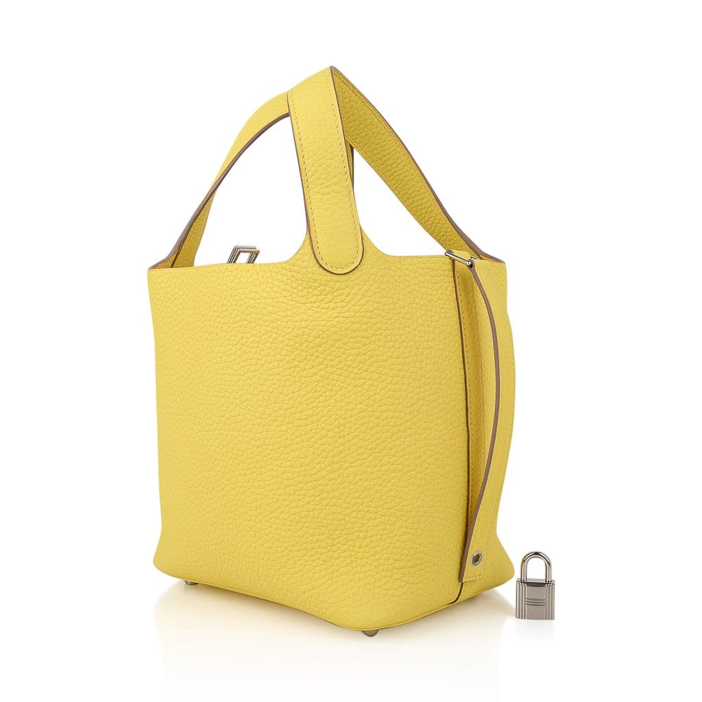 Picotin Lock 18 Bag Lime Tote Clemence Leather Palladium  Hardware