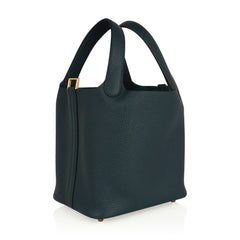 Lock 18 Bag Vert Cypress Gold Hardware Clemence Leather