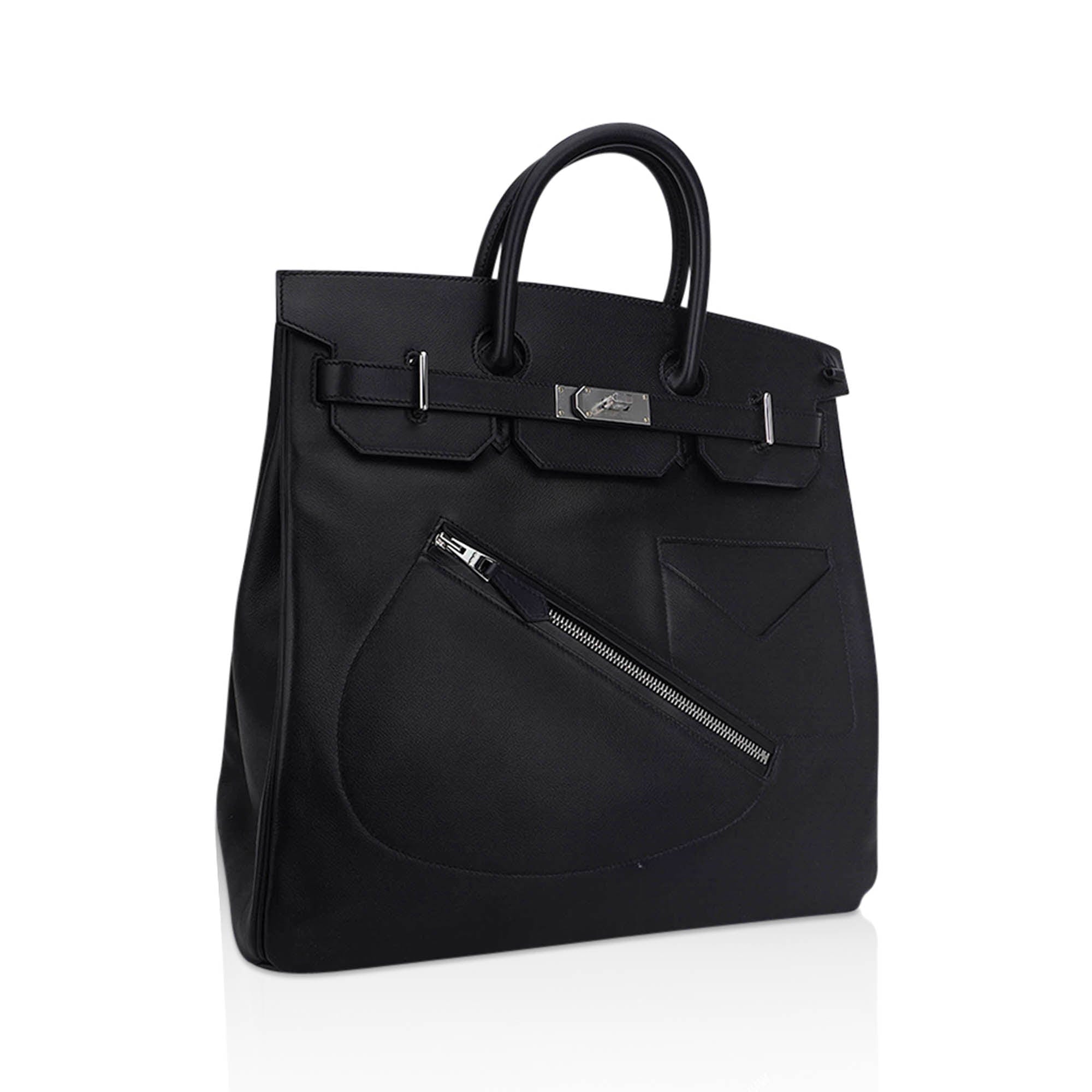 Limited Edition HAC Rock Birkin 40 Bag Black Volupto Leather with Palladium Hardware