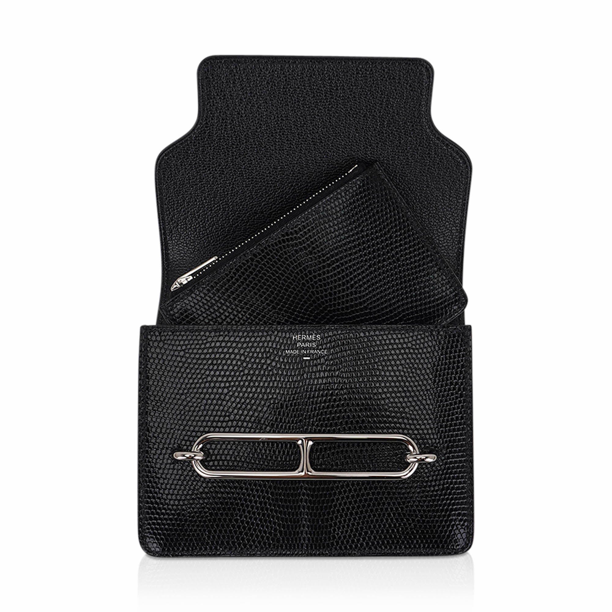 Roulis Slim Wallet Black Lizard with Palladium Hardware
