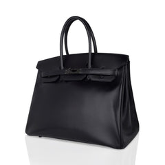 Birkin 35 Bag So Black Box Leather Limited Edition Very Rare