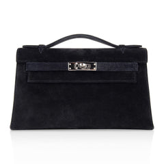 Kelly Pochette Black Doblis Suede Palladium