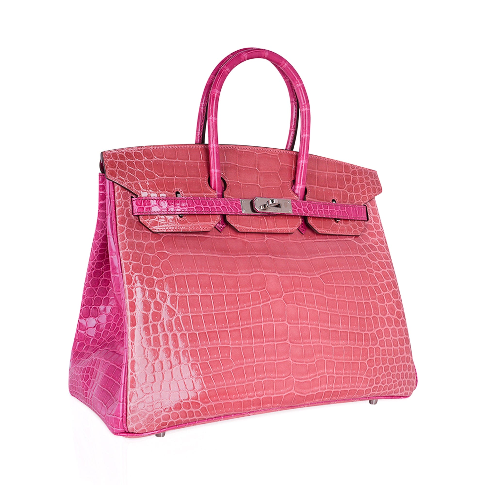 Special Order HSS Birkin 35 Bag Rose Indienne and Fuchsia Porosus Crocodile with Palladium Hardware