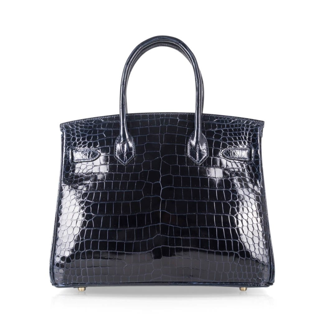 Birkin 30 Bag Blue Marine Porosus Crocodile Gold Hardware